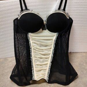 'PEEK A BOURDOIR' BLK/CRM CORSET (M)